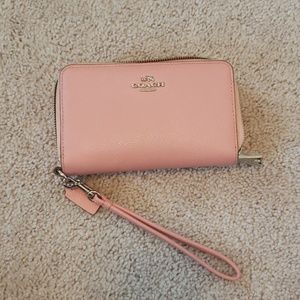 Pink coach wristlet